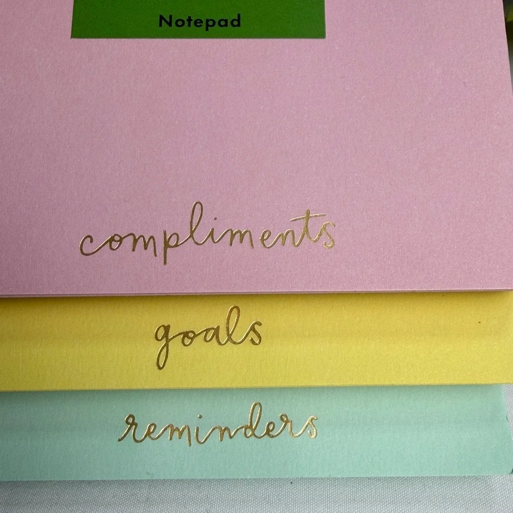 Kate Spade New York Compliments Goals Reminders Stacked Notepad Pink Yellow Mint
